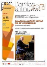 Hommage a Gyorgy Kurtag on his 90 birthday - Ljuba Moiz, pianoforte e pianino con supersordino -  MDI Ensemble - Genova, 19 Novembre 2016 Palazzo Tursi ore 20.30